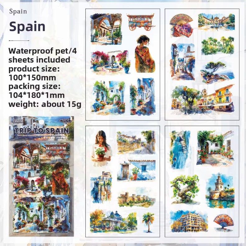 4 Hojas de Stickers Ciudades