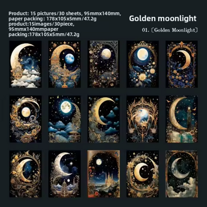 30 Stickers Moonlight Falling
