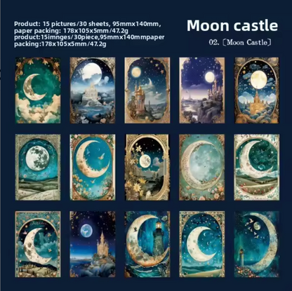 30 Stickers Moonlight Falling