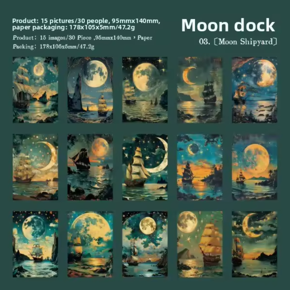 30 Stickers Moonlight Falling