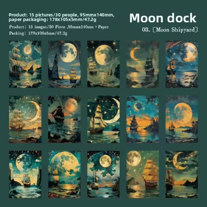 30 Stickers Moonlight Falling