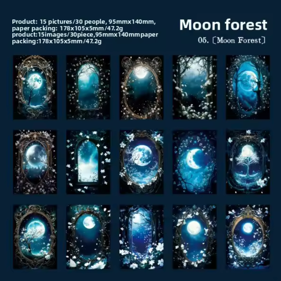 30 Stickers Moonlight Falling