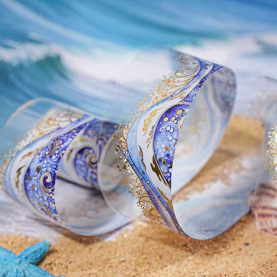 Washi Tape Olas magicas con foil dorado