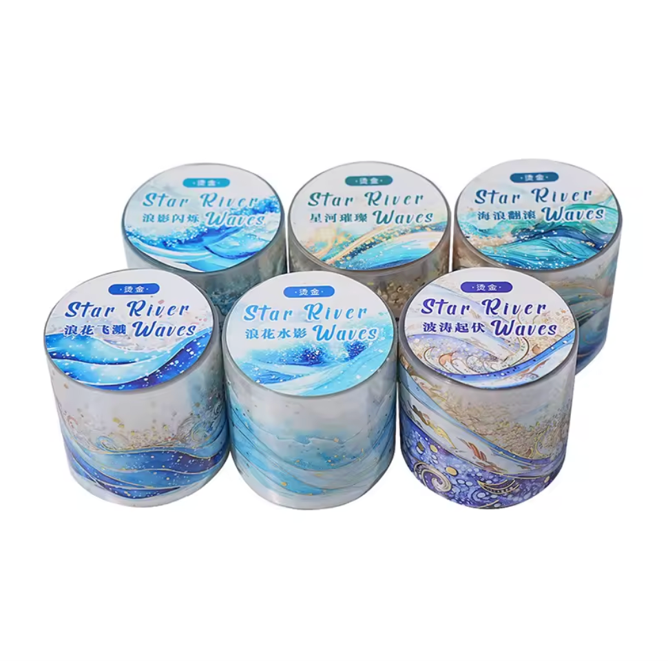 Washi Tape Olas magicas con foil dorado