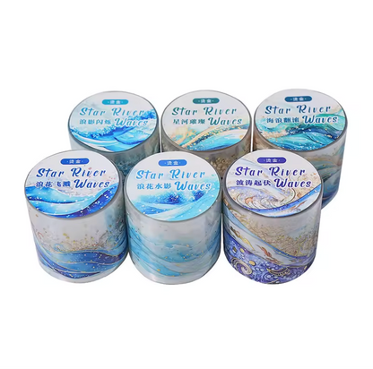 Washi Tape Olas magicas con foil dorado