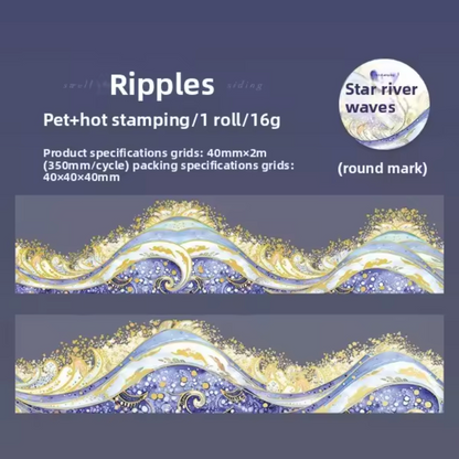 Washi Tape Olas magicas con foil dorado