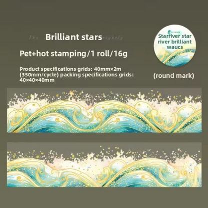 Washi Tape Olas magicas con foil dorado