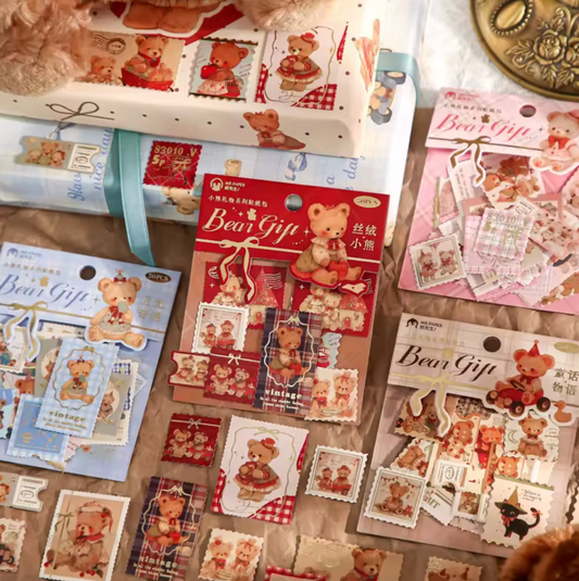30 Stickers tiernos con foil dorado