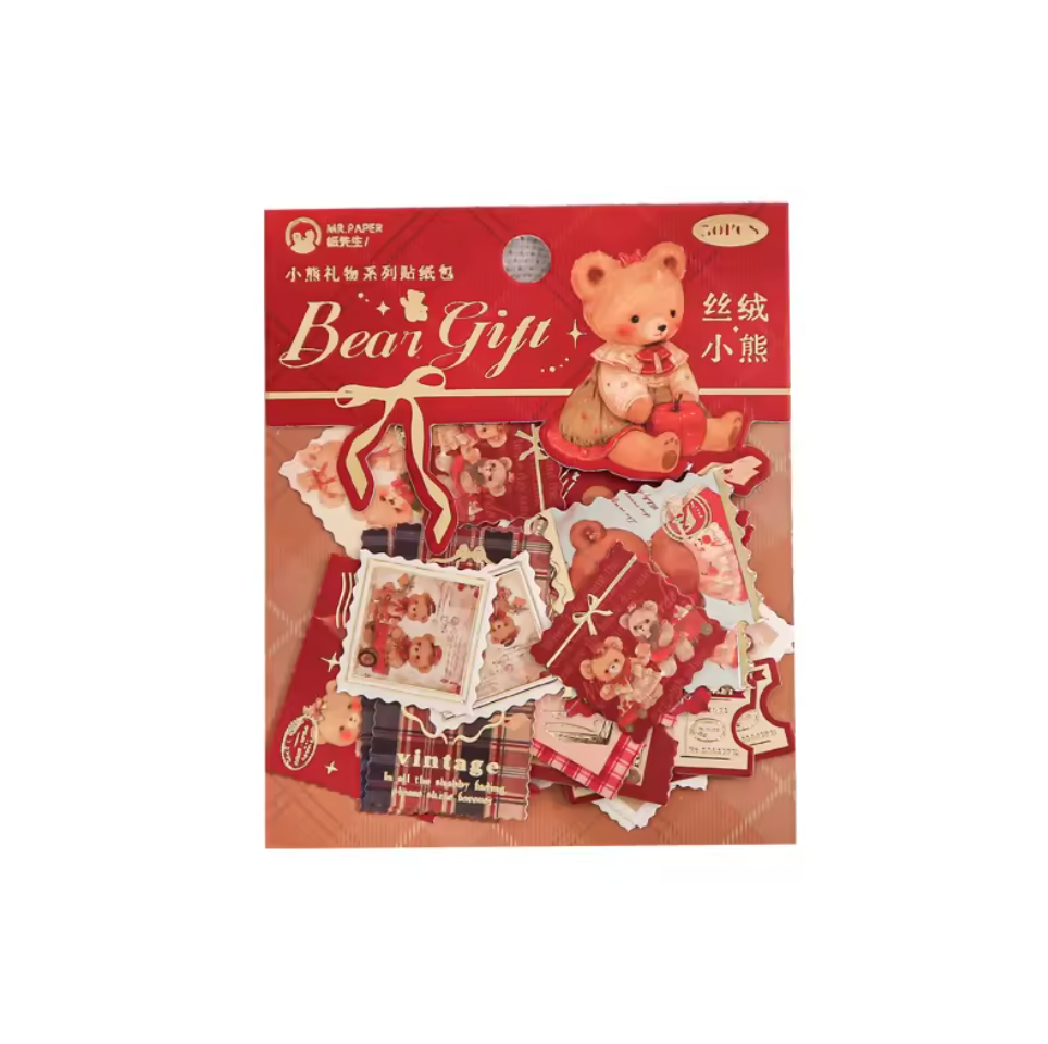 30 Stickers tiernos con foil dorado
