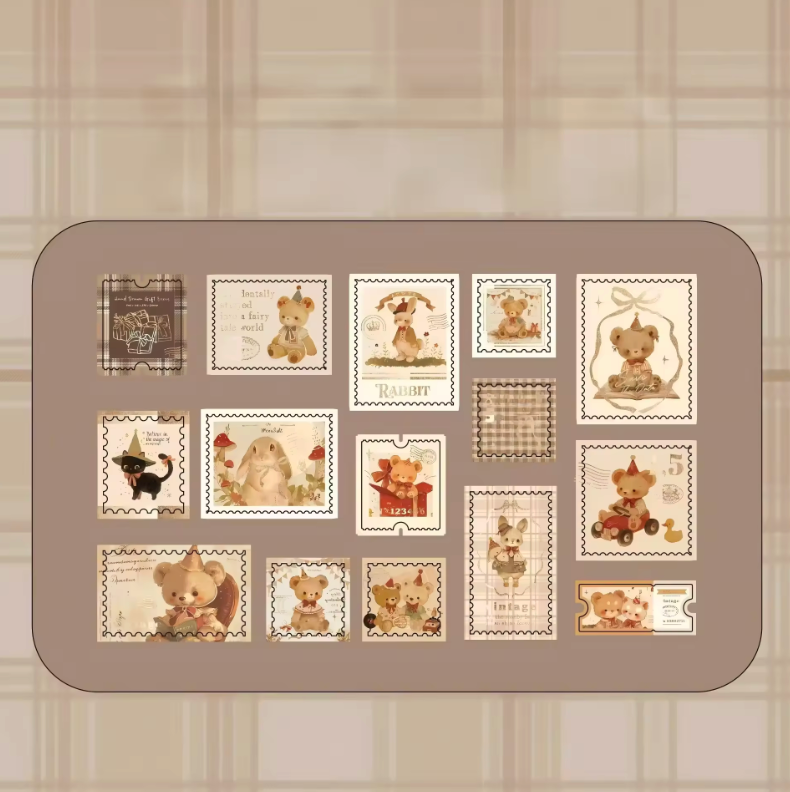 30 Stickers tiernos con foil dorado
