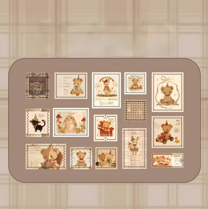30 Stickers tiernos con foil dorado