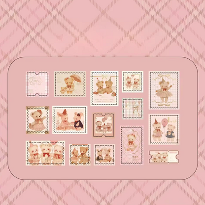 30 Stickers tiernos con foil dorado