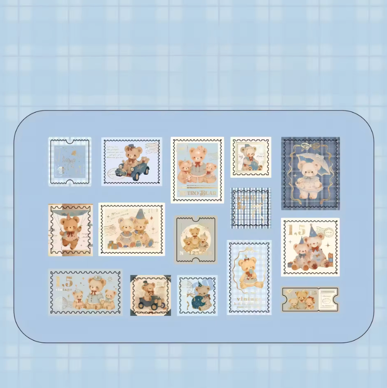 30 Stickers tiernos con foil dorado