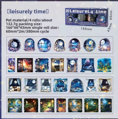 4 Rollos de Stickers Lunas & paisajes