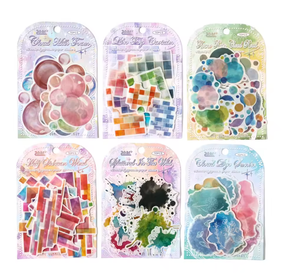 10 Stickers grandes Acuarela