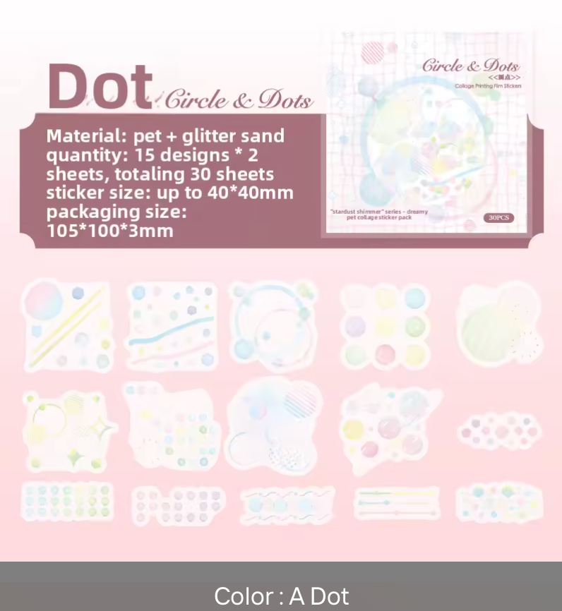 30 Stickers Patrones con ligero glitter