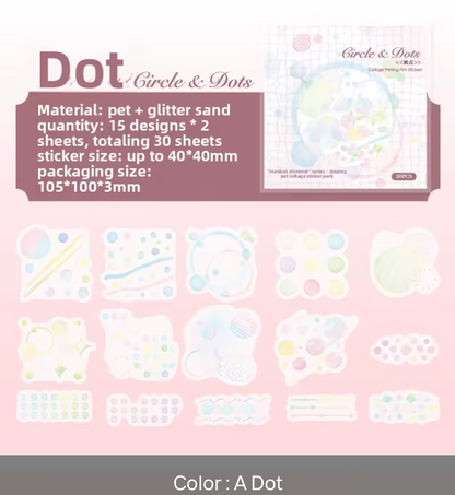 30 Stickers Patrones con ligero glitter