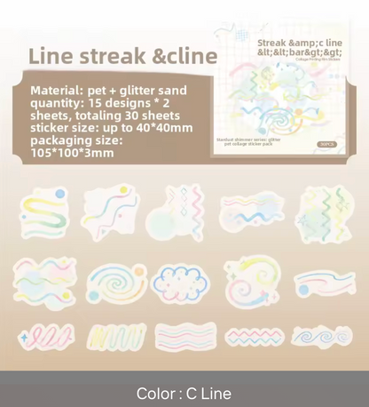 30 Stickers Patrones con ligero glitter