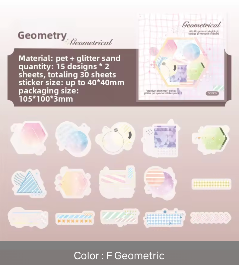 30 Stickers Patrones con ligero glitter