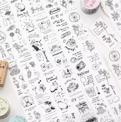 Washi Tape ancho transparente & Negro