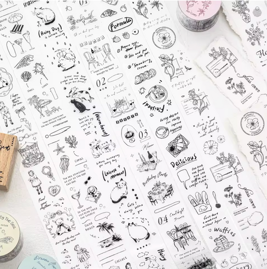 Washi Tape ancho transparente & Negro