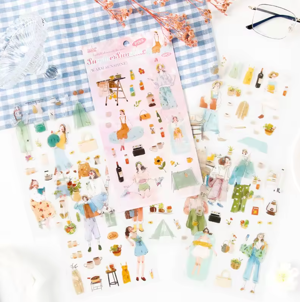 6 Hojas de Stickers Monitas & Estaciones