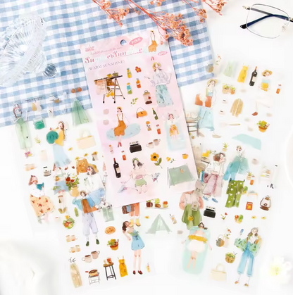 6 Hojas de Stickers Monitas & Estaciones