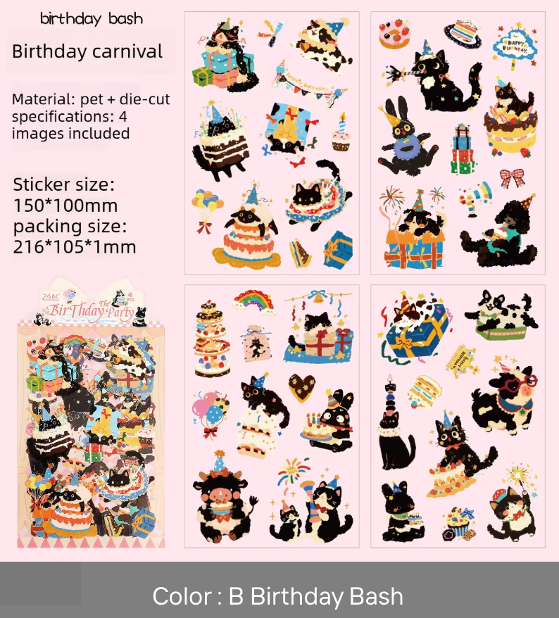 4 Hojas de Stickers Animales