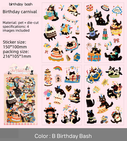 4 Hojas de Stickers Animales