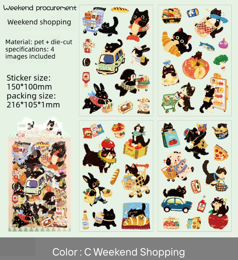 4 Hojas de Stickers Animales
