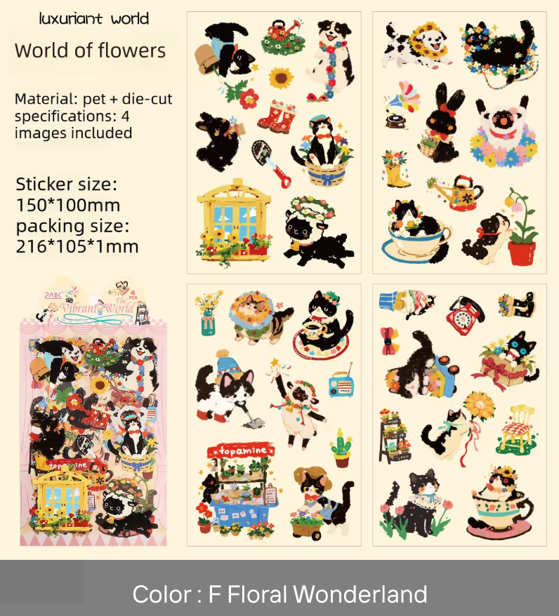 4 Hojas de Stickers Animales