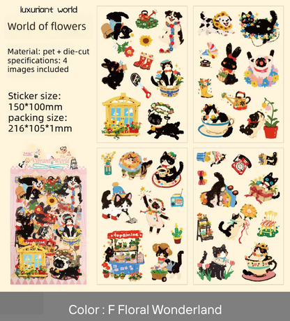 4 Hojas de Stickers Animales