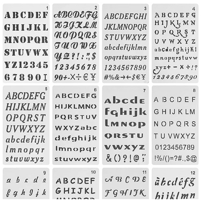 12 Stencils Alfabeto & letras