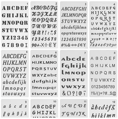 12 Stencils Alfabeto & letras