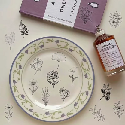 50 Stickers transparentes Flores Negro & Blanco