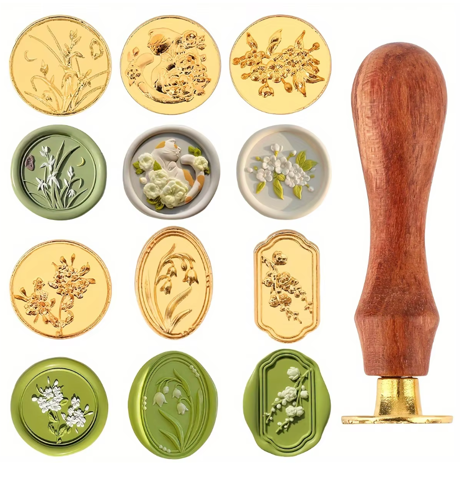 6 Sellos Metalicos + 1 Mango de madera