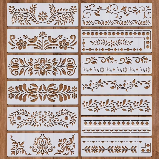 13 Stencils Largos Franjas