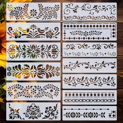 13 Stencils Largos Franjas