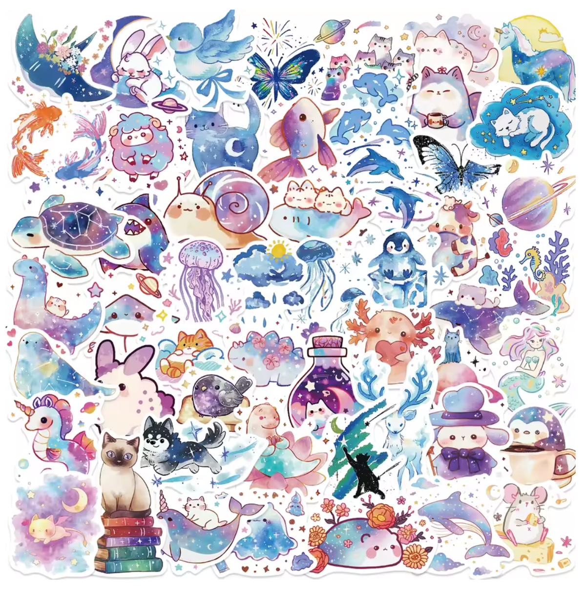 50 Stickers Vinil Animales Fantasticos