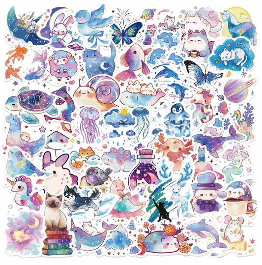 50 Stickers Vinil Animales Fantasticos