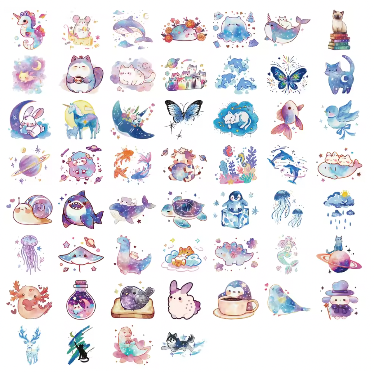 50 Stickers Vinil Animales Fantasticos