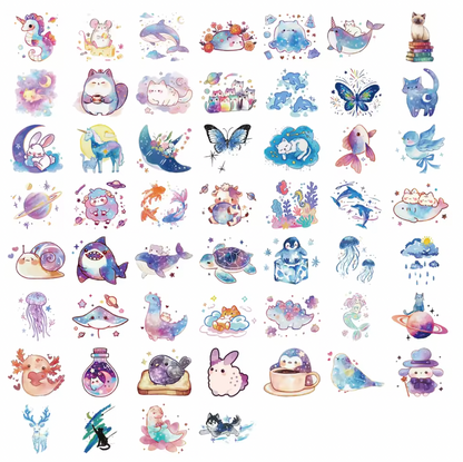 50 Stickers Vinil Animales Fantasticos