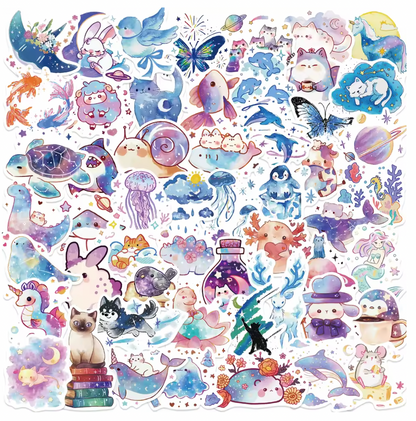 50 Stickers Vinil Animales Fantasticos