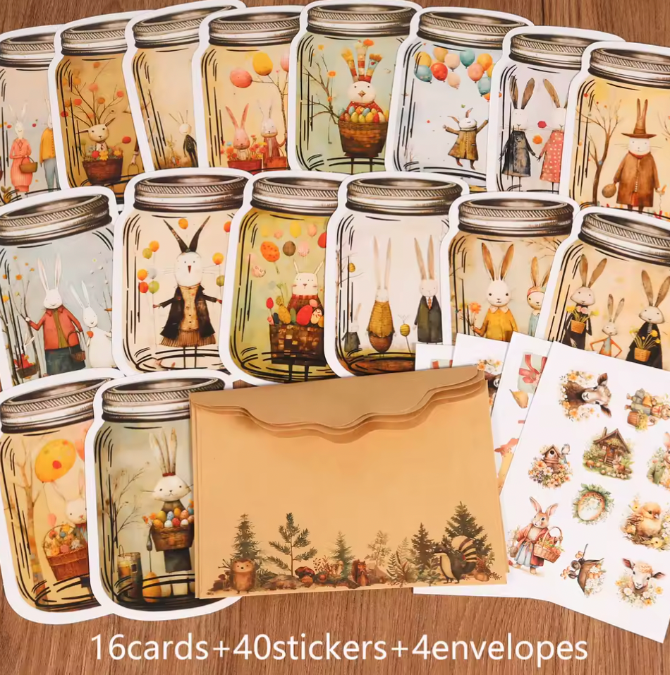 Kit de 16 cartas + 40 Stickers + 4 Sobres Pascua