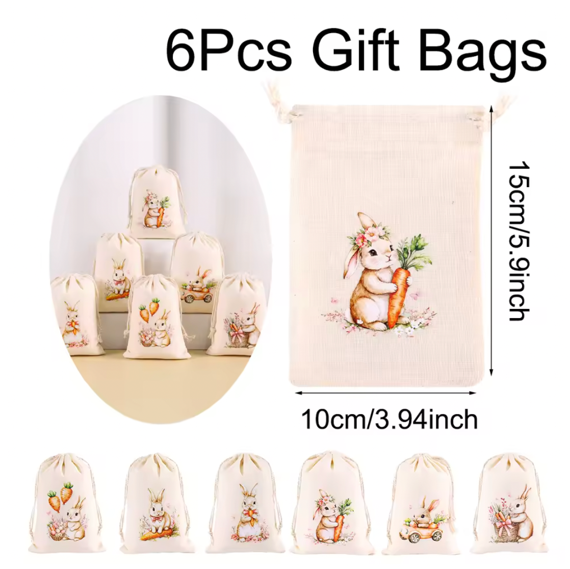 6 Bolsitas de manta para Pascua