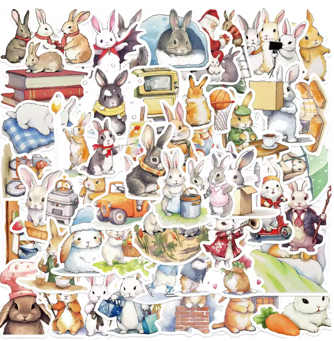 50 Stickers Vinil Conejos