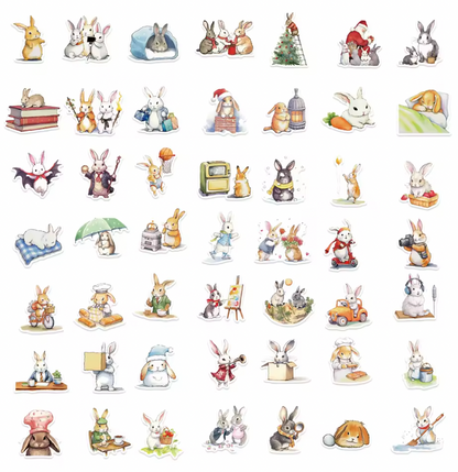 50 Stickers Vinil Conejos