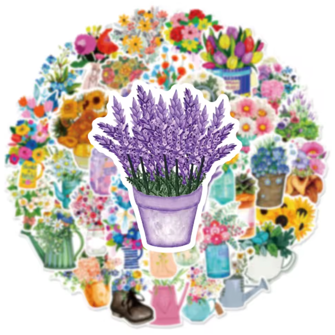 50 Stickers Vinil Ramos de flores