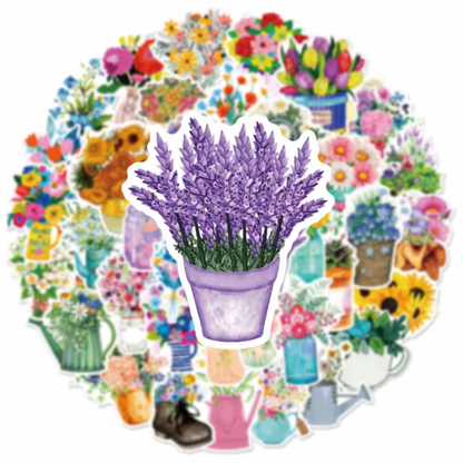 50 Stickers Vinil Ramos de flores
