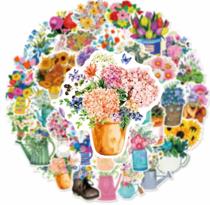 50 Stickers Vinil Ramos de flores